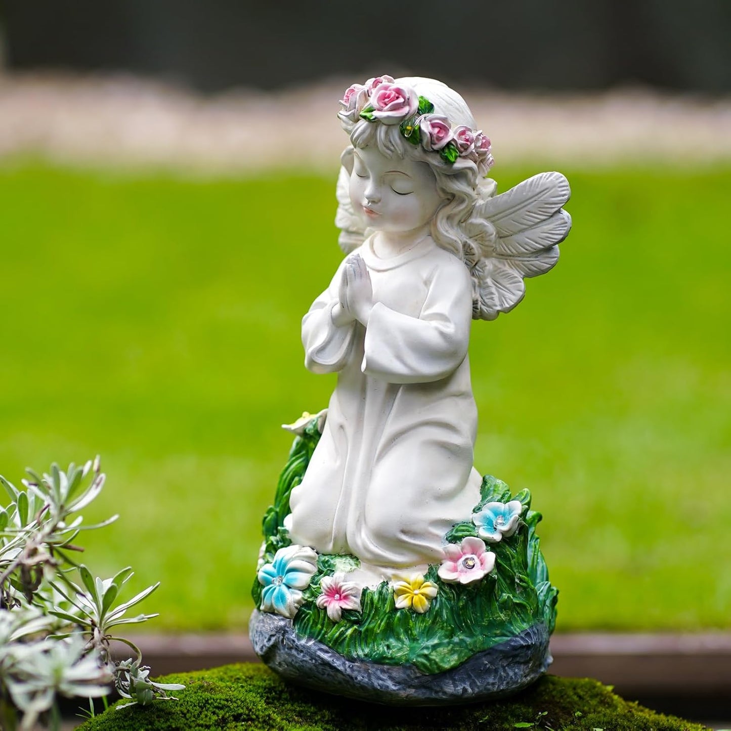 Praying Angel Solar Garden Statue with LED Light