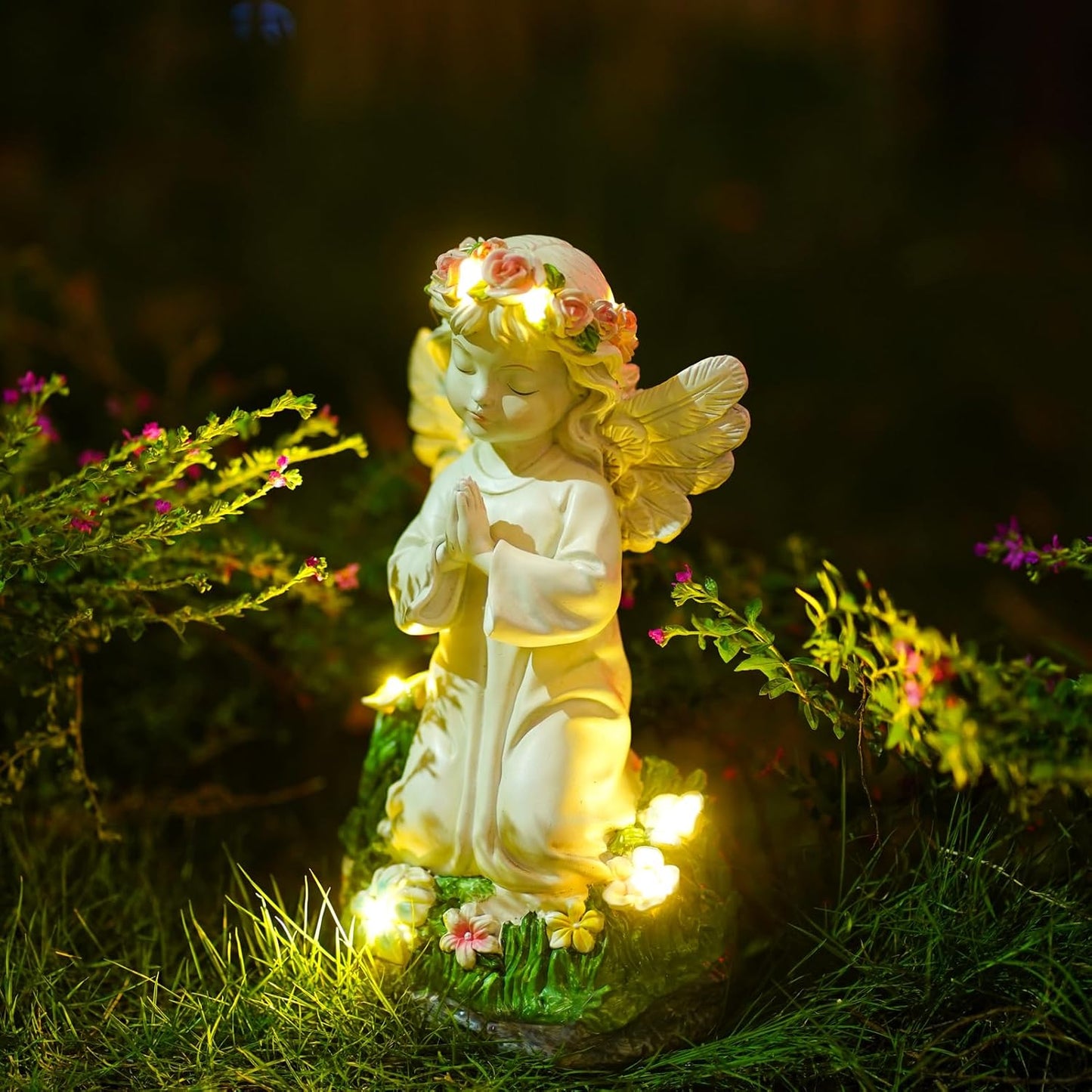 Praying Angel Solar Garden Statue with LED Light