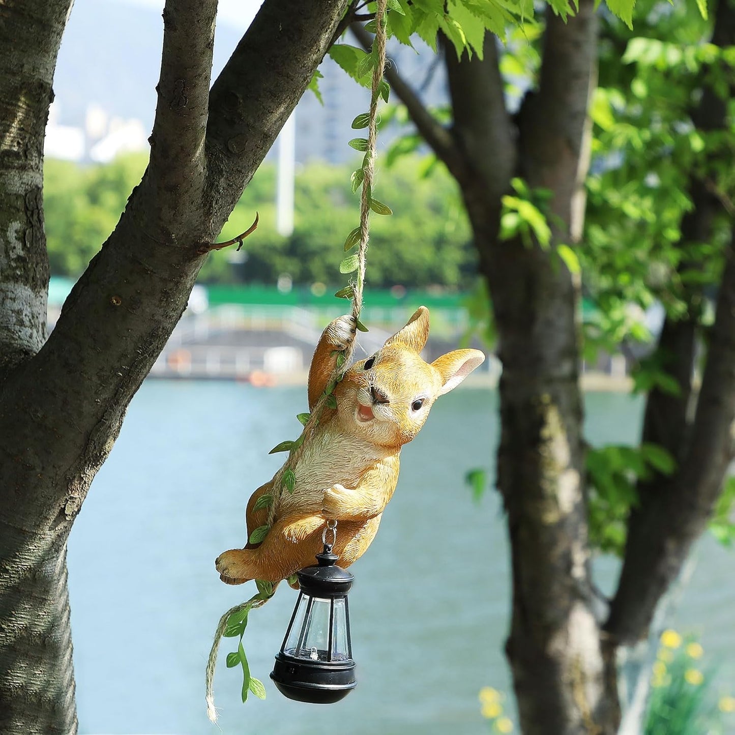 Creative Hanging Bunny Decorative Lamp – Outdoor Garden Balcony Ornament