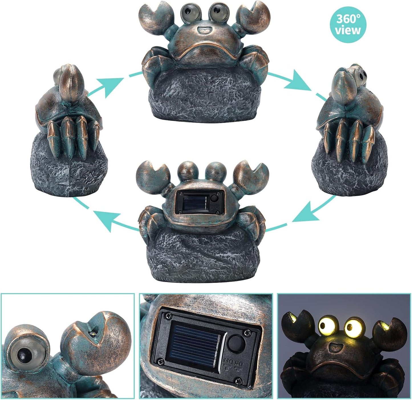 Solar-Powered Crab Garden Statue Light