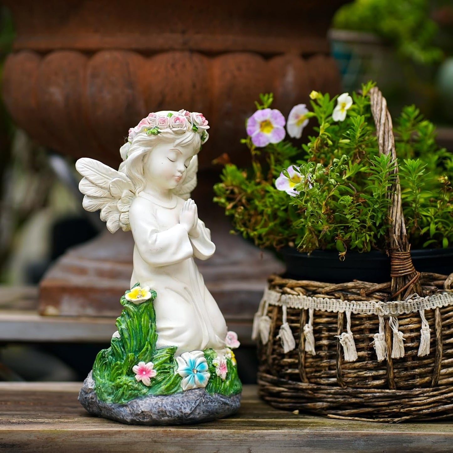 Praying Angel Solar Garden Statue with LED Light