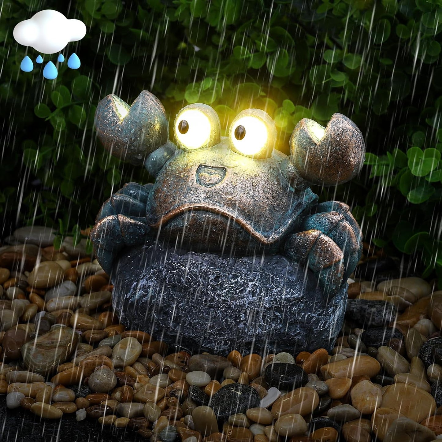 Solar-Powered Crab Garden Statue Light