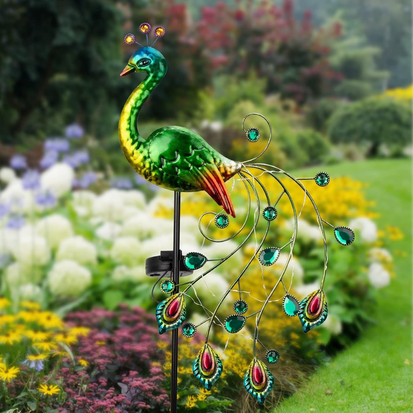 Peacock Solar Garden Light with 24 LED Copper Wire Lights – Decorative Outdoor Stake Lamp