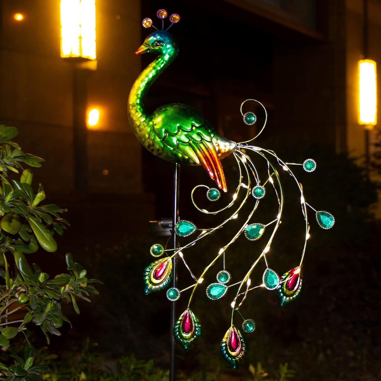 Peacock Solar Garden Light with 24 LED Copper Wire Lights – Decorative Outdoor Stake Lamp