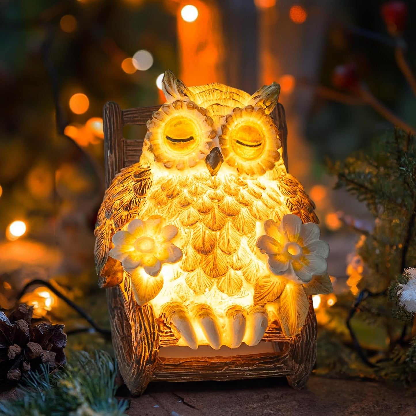 Creative Owl Decorative Lamp – Retro Rocking Chair Design Night Light