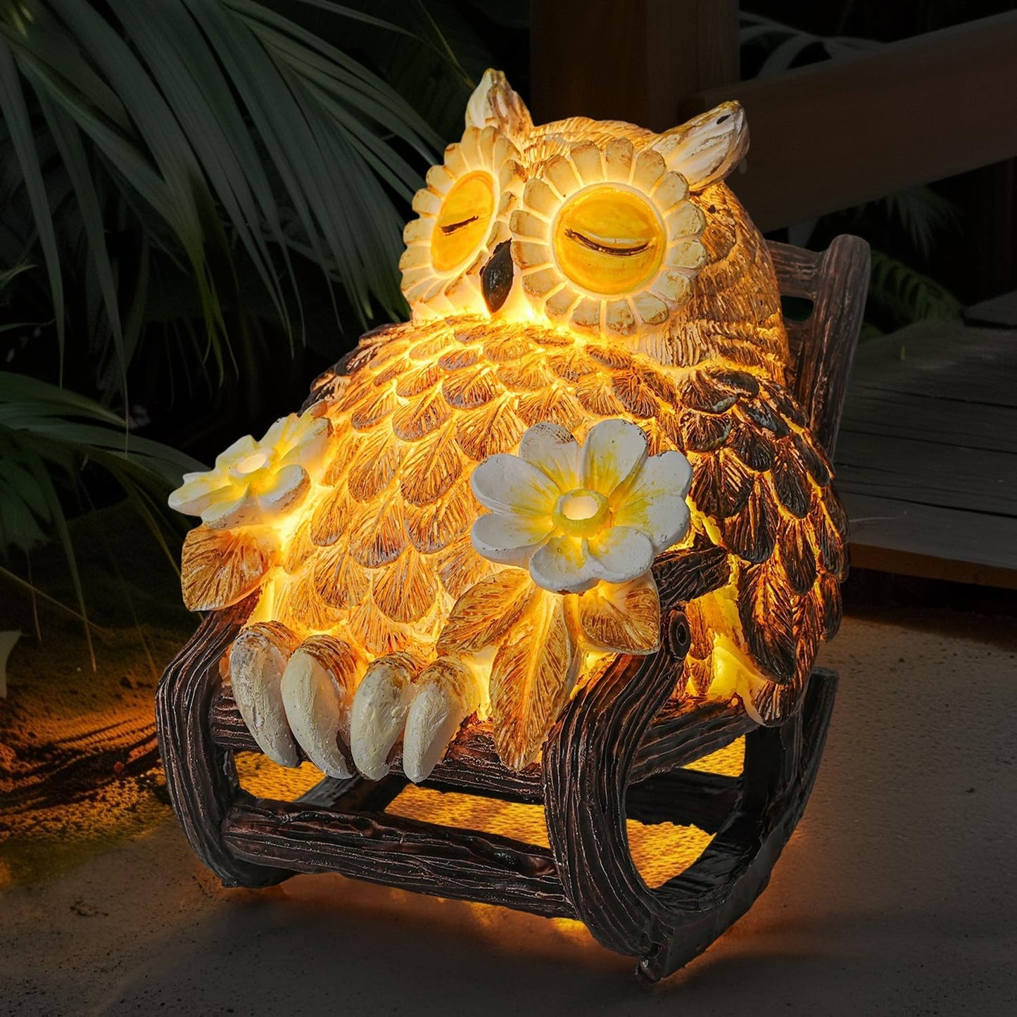 Creative Owl Decorative Lamp – Retro Rocking Chair Design Night Light