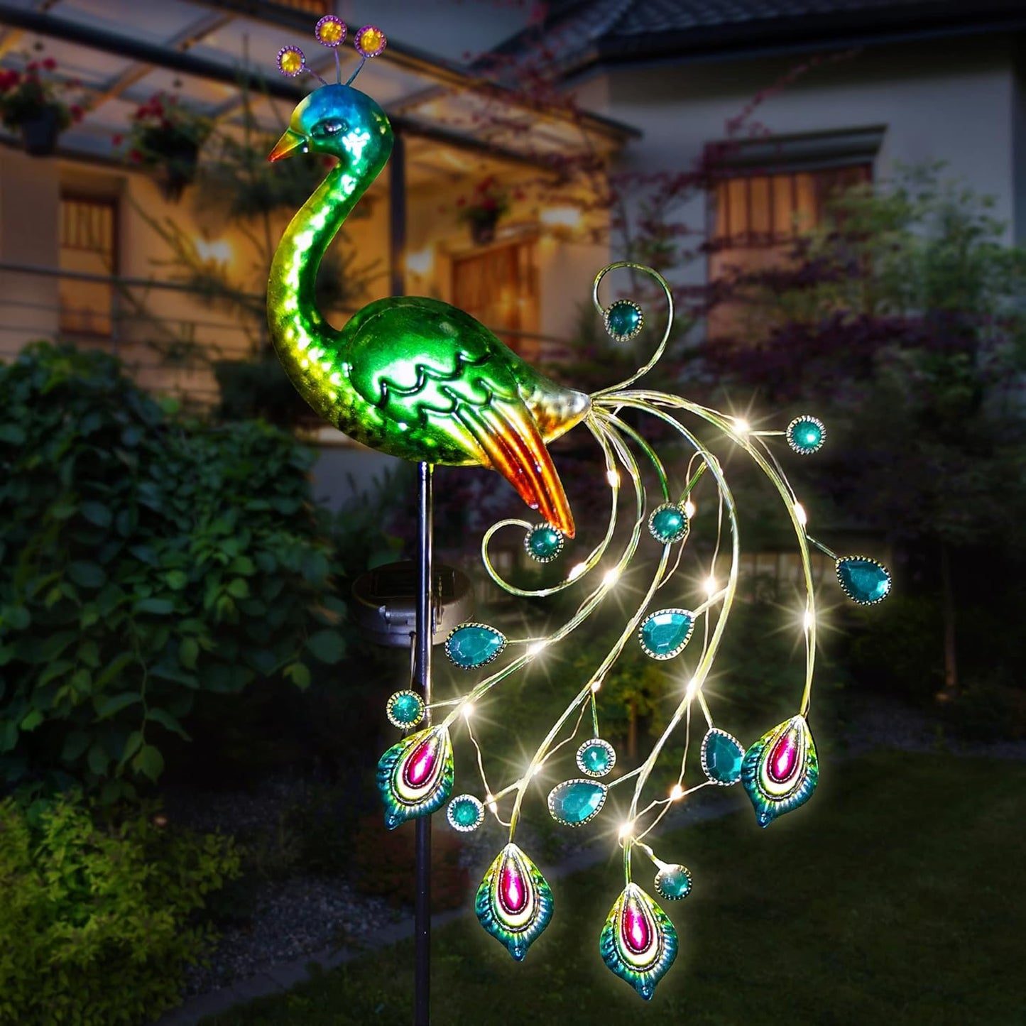 Peacock Solar Garden Light with 24 LED Copper Wire Lights – Decorative Outdoor Stake Lamp