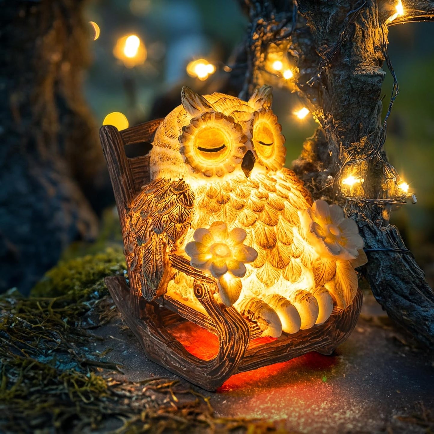 Creative Owl Decorative Lamp – Retro Rocking Chair Design Night Light