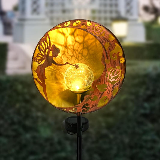 Solar-Powered Crackle Glass Ball Garden Stake Light