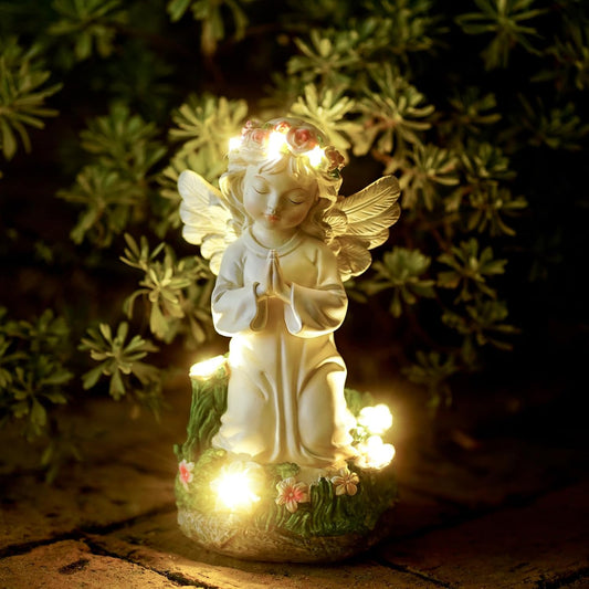 Praying Angel Solar Garden Statue with LED Light
