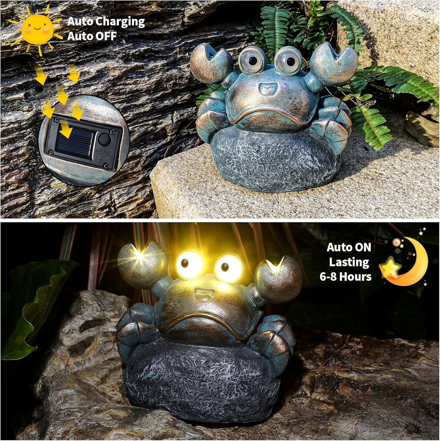 Solar-Powered Crab Garden Statue Light